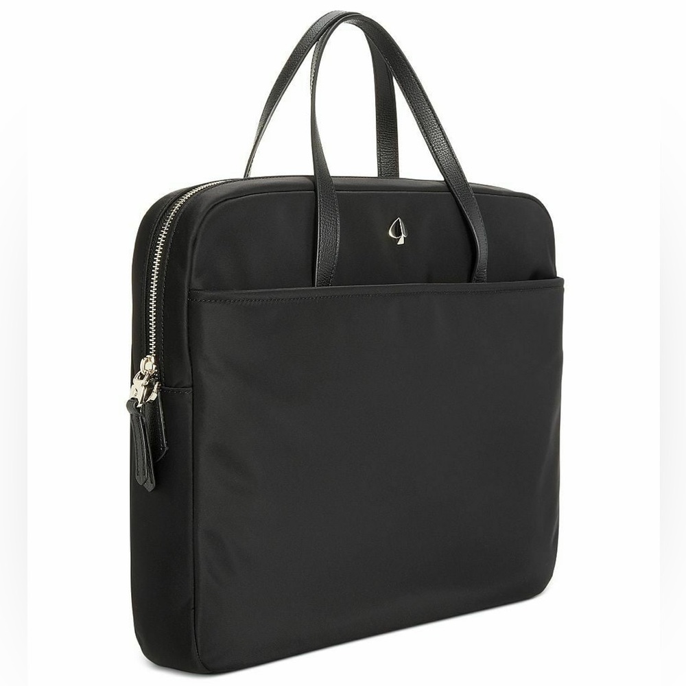 kate spade Black Nylon Laptop Tote with Silver Spade Logo - Picture 3 of 9